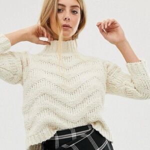 NWT Boutique cream high neck textured sweater